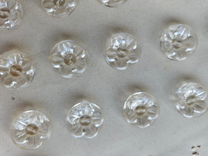 1940s Deadstock Clear Flower Carded Buttons