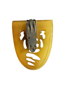 1940s Cloudy Apple Juice Carved Bakelite Dress Clip