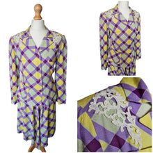 Load image into Gallery viewer, 1940s Purple, Yellow and Green Plaid Summer Suit
