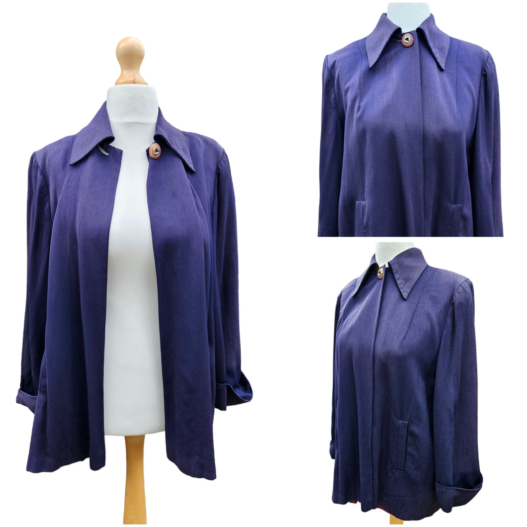 1940s Purpley Blue Gabardine Swing Jacket