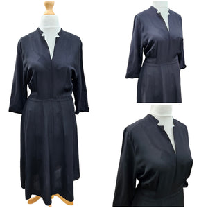 1940s Classic Plain Black Dress