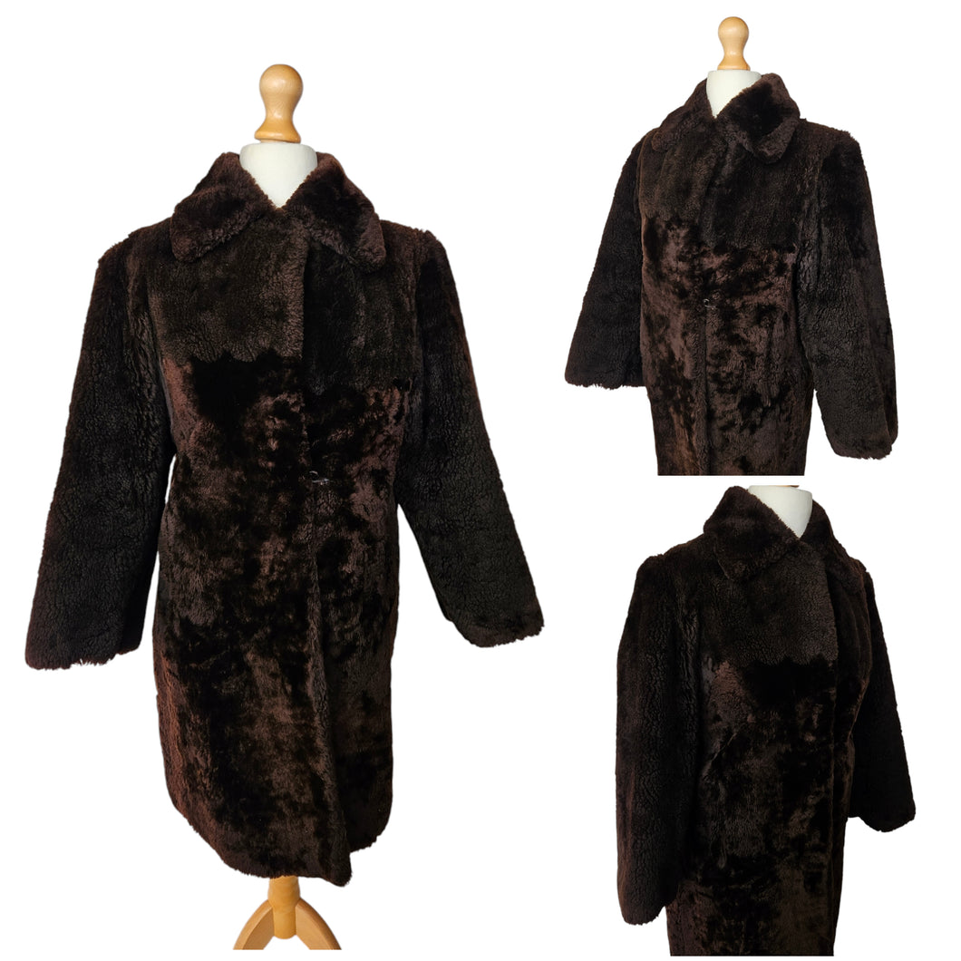 1940s Brown Beaver Lamb Fur Coat