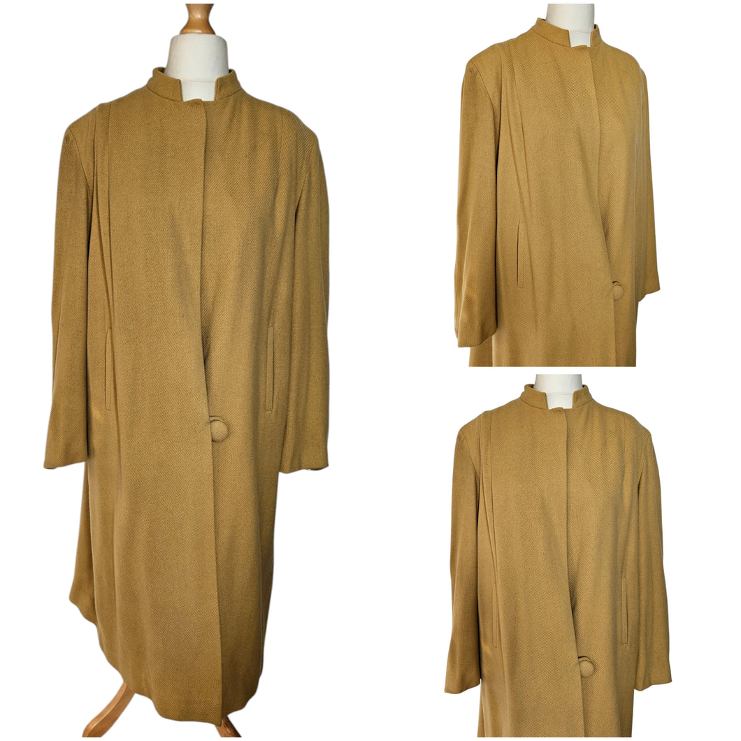 1940s Dark Yellow Wool Swing Coat