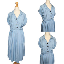 Load image into Gallery viewer, Late 1940s Powder Blue Capsleeve Dress
