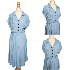 Late 1940s Powder Blue Capsleeve Dress