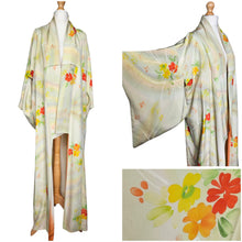 Load image into Gallery viewer, 1950s Cream/Yellow/Red/Orange Flower Long Kimono
