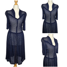 Load image into Gallery viewer, 1930s Navy Blue Lace Dress
