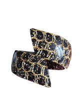 Load image into Gallery viewer, 1950s Black and Gold Confetti Lucite Clamper Bangle
