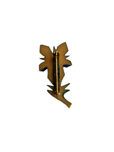 1940s Carved Bakelite? Alpine Flower Brooch
