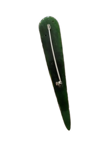 1940s Dark Green Marbled Bakelite Pointy Brooch