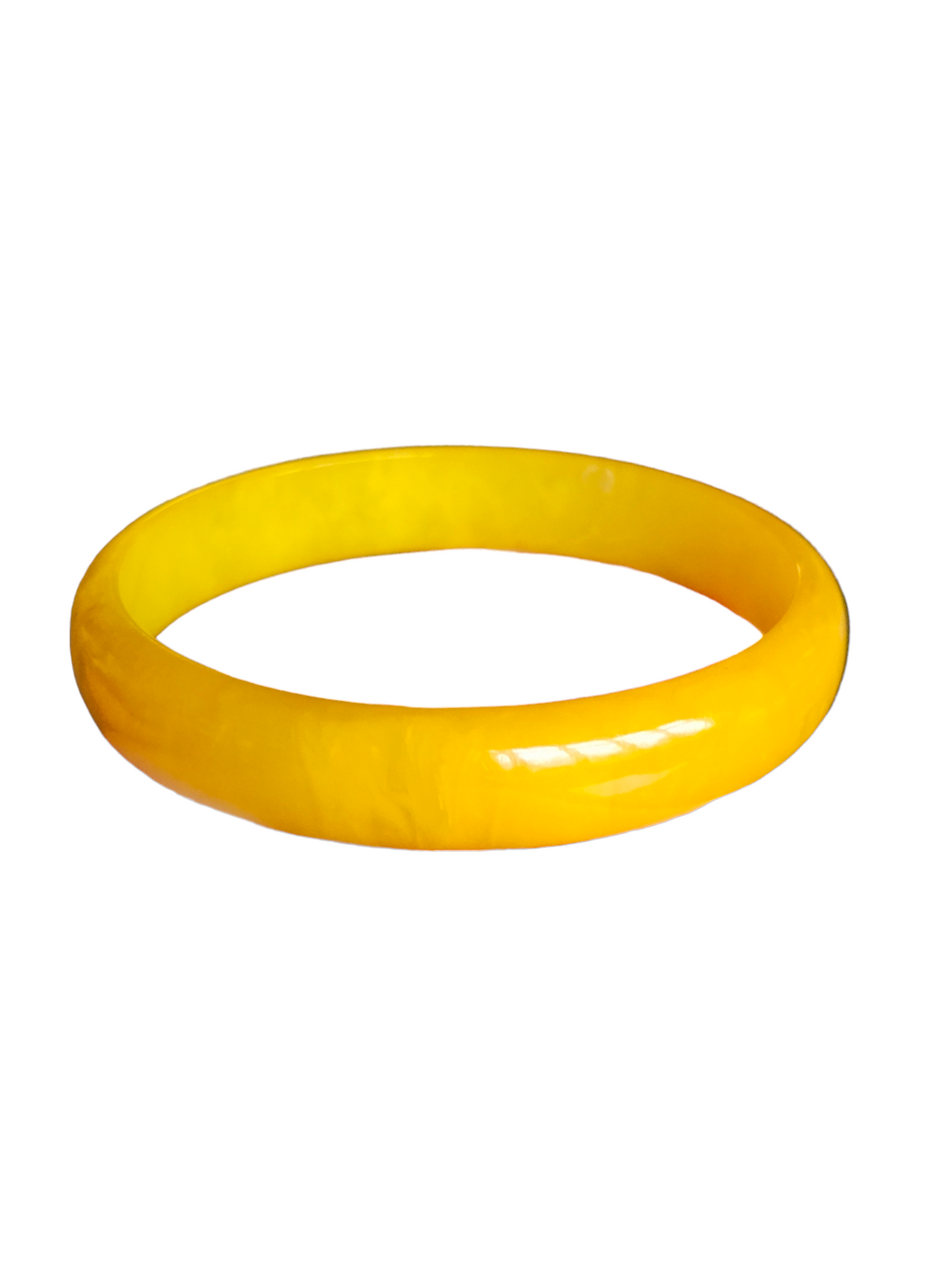 1940s Bright Yellow Marbled Bakelite Bangle