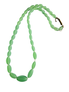 1930s Deco Apple Green Uranium Glass Necklace