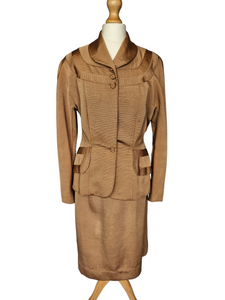 Late 1940s Golden/Sand Grosgrain Suit