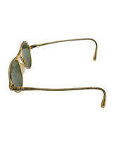 Load image into Gallery viewer, 1940s Yellow Round Sunglasses With Green Lenses
