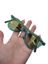 Load image into Gallery viewer, Late 1940s Teal Blue Clear Sunglasses
