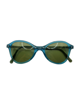 Load image into Gallery viewer, Late 1940s Teal Blue Clear Sunglasses
