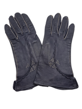 Load image into Gallery viewer, 1940s Stamped CC41 Navy Leather Gloves
