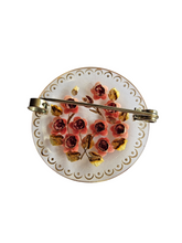 Load image into Gallery viewer, 1940s Reverse Carved Painted Lucite Brooch With Pink Flowers
