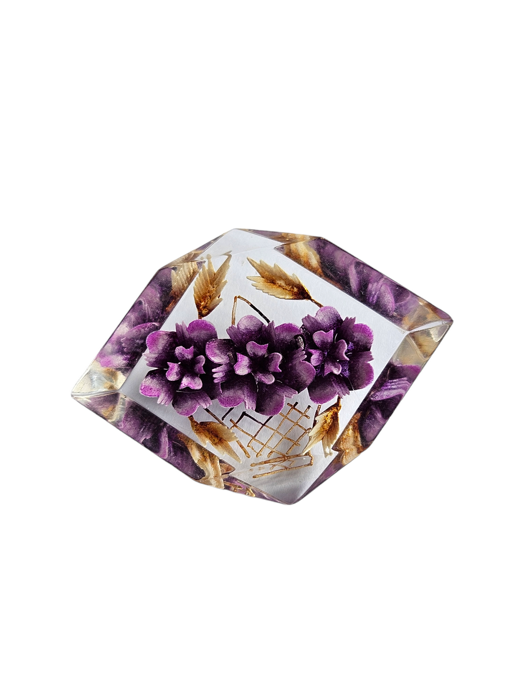 1940s Purple Reverse Carved Lucite Brooch
