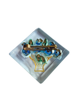 Load image into Gallery viewer, 1940s Reverse Carved Lucite Blue Flower Brooch
