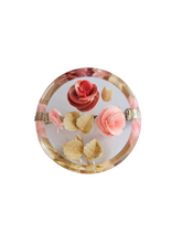 Load image into Gallery viewer, 1940s Pink Rose Reverse Carved Lucite Brooch
