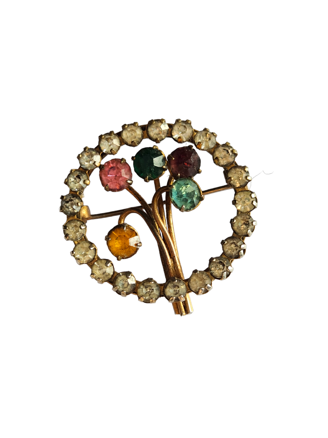 1930s Art Deco Czech? Glass Flower Bouquet Brooch