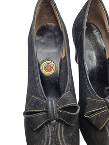 1940s Black Suede American Red Cross Made Shoes