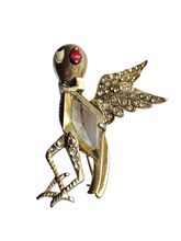 Load image into Gallery viewer, 1940s Unsigned H Pomerantz Figuarl Glass and Metal Bird Brooch
