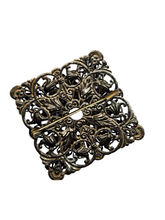 Load image into Gallery viewer, 1930s Czech Silver Tone Filigree Clear Glass Brooch
