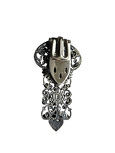 Load image into Gallery viewer, 1930s Art Deco Iris Glass Czech Filigree Dress Clip
