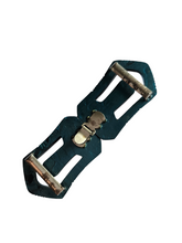 Load image into Gallery viewer, 1930s Deco Petrol Blue Huge Galalith Buckle
