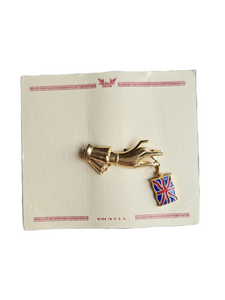 1940s Deadstock Flag and Hand Brooch