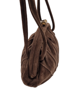 Load image into Gallery viewer, 1940s Brown Suede Clamshell Bag
