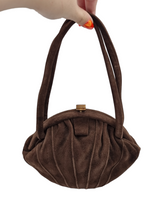 Load image into Gallery viewer, 1940s Brown Suede Clamshell Bag
