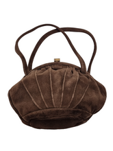 Load image into Gallery viewer, 1940s Brown Suede Clamshell Bag
