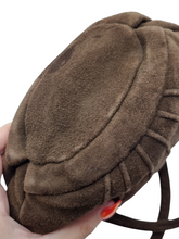 Load image into Gallery viewer, 1940s Brown Suede Clamshell Bag
