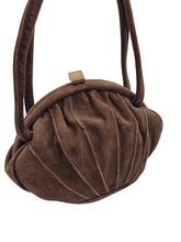 Load image into Gallery viewer, 1940s Brown Suede Clamshell Bag
