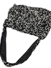 Load image into Gallery viewer, 1940s/1950s Black and White Beaded Bobble Bag
