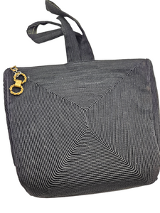 1940s Black Corde Raised Pattern Bag