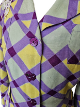 Load image into Gallery viewer, 1940s Purple, Yellow and Green Plaid Summer Suit
