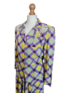 1940s Purple, Yellow and Green Plaid Summer Suit