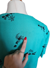 Load image into Gallery viewer, 1940s Turquoise Blue Elephant Print Sun Dress and Bolero Set
