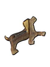 Load image into Gallery viewer, 1940s Brown Carved Lucite Dog Brooch
