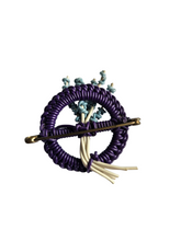 Load image into Gallery viewer, 1940s Purple and Blue Make Do and Mend Wirework Brooch
