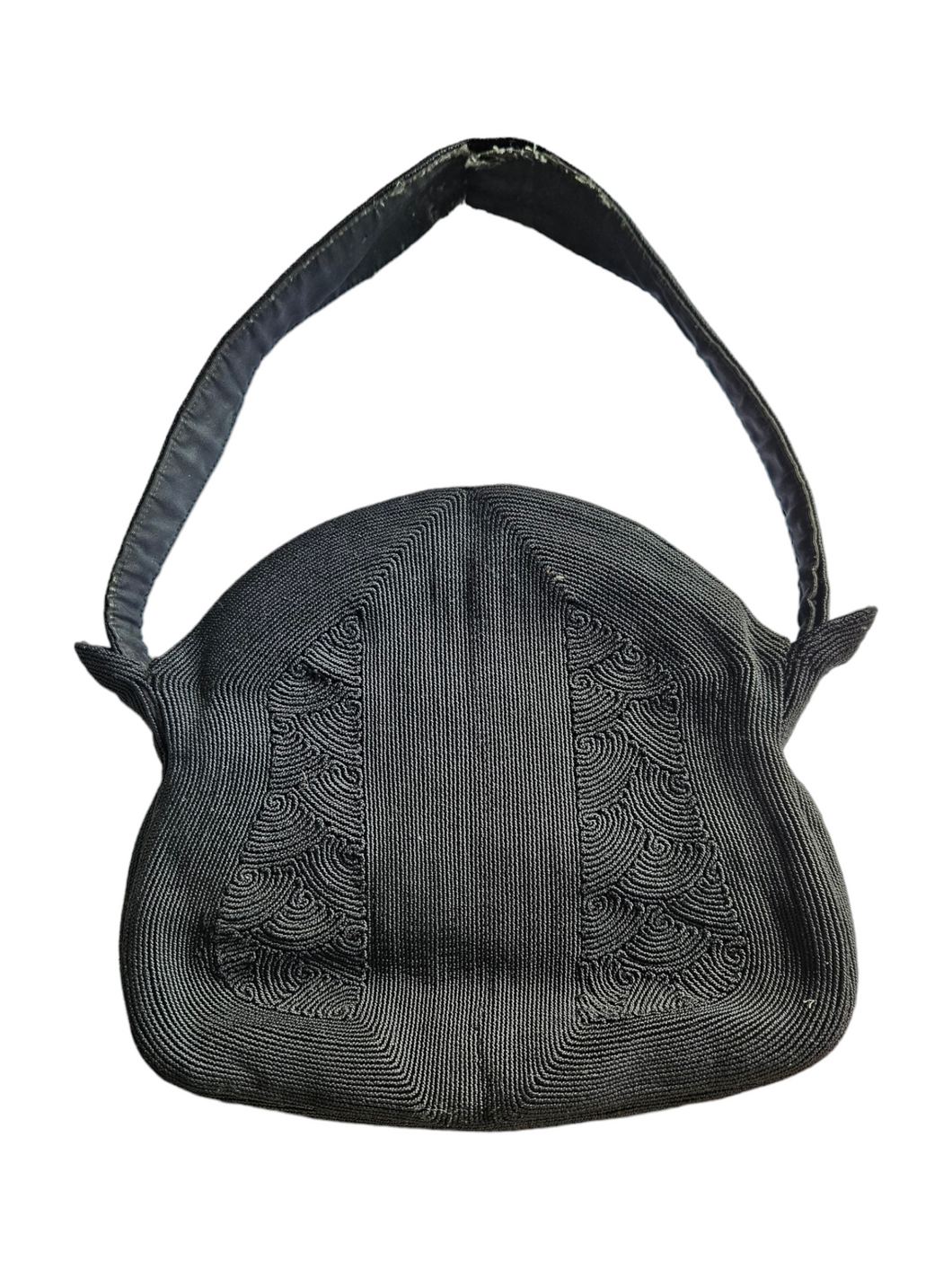 1940s Black Unusual Shape Corde Bag