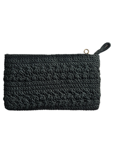 1940s Black Crochet Clutch Bag