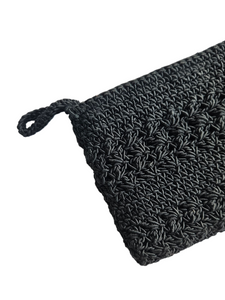 1940s Black Crochet Clutch Bag