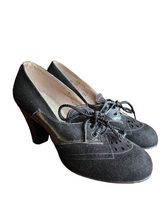 Load image into Gallery viewer, 1940s CC41 Black Patent Lace Up Shoes
