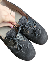 Load image into Gallery viewer, 1940s CC41 Black Patent Lace Up Shoes
