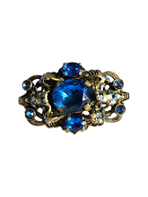 Load image into Gallery viewer, 1930s Czech Blue Enamel and Glass Filigree Brooch
